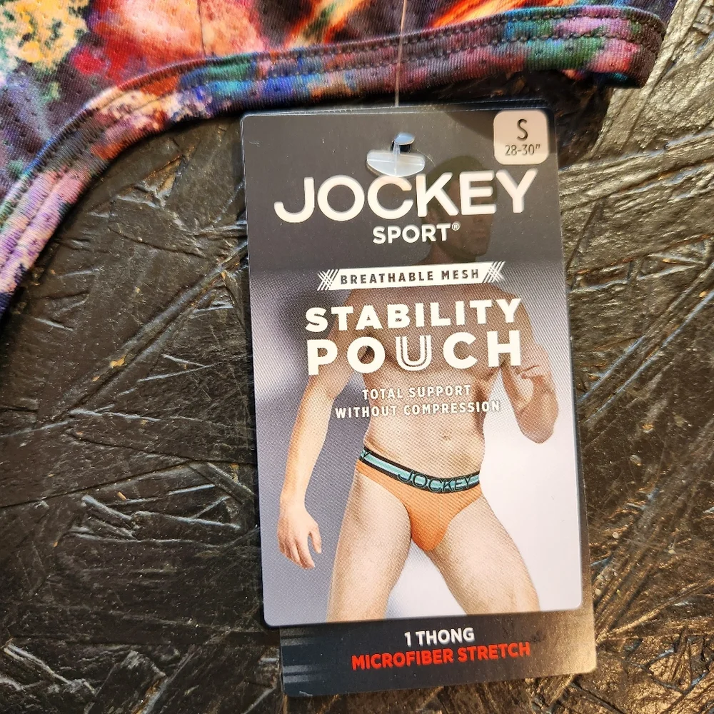 Mens Jockey Sport Thong Underwear Stability Pouch Breathable Mesh Size Small
